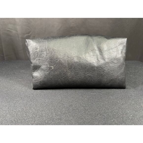 Leopard Print & Faux Black Leather Large Bag Handmade One of Kind Travel Case - Picture 5 of 6